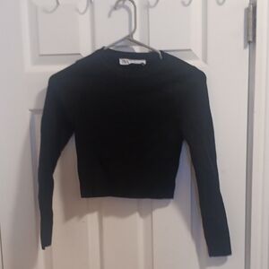 Zara Black Long Sleeved Crop Top